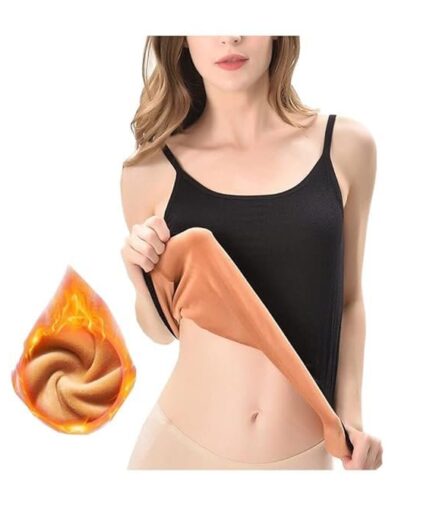 Dangfly Thermal Velvet Camisole for Women | Stretchy Slim-Fit Innerwear Body Shaper Vest | Warm Winter Undershirt | (Free Size: Fits S, M, L | Bust 66-130 cm | Suitable Weight: 40-65 kg)