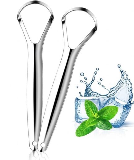 Tongue Cleaner, Tongue Scraper Stainless Steel Tongue Cleaner, 100% Bpa-Free Metal Tongue Scrapers Healthier Breath In Seconds for Adults and Kids Fresher Breath with Case (Pack of 2)
