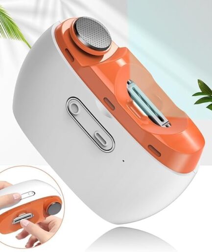 Electric Automatic Nail Clipper,2 in-1 Electric Nail Clipper and Nail Polisher, USB Rechargeable Suitable for Babies,Women Manicure,Kids, Adults, Electric Baby Nail Clippers with LED, Safety Fingernail Trimmer - Orange