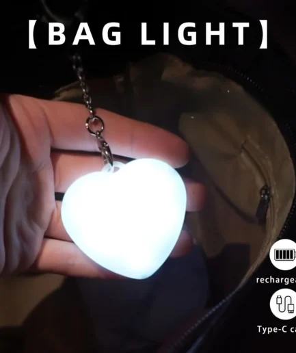 Heart-Shaped LED Keychain with Touch Control,Rechargeable Handbag Purse Light Key Chain