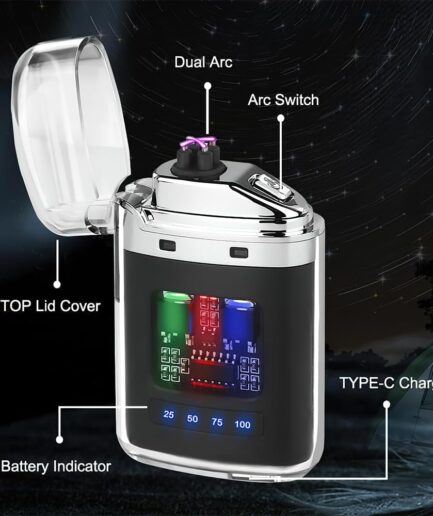 Stylish Transparent Electrical Lighter, Dual Arc, USB Rechargeable Cigarette Plasma Lighter - Ideal for Camping & Smoking, Unique Windproof Pocket-Sized, Cool and Fancy Design
