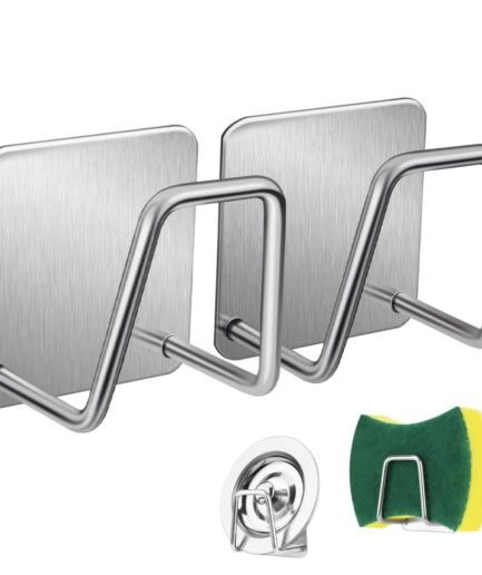 Waterproof Kitchen Sink Sponge Holder Sponge Holder for Kitchen Accessories (Silver, 2)