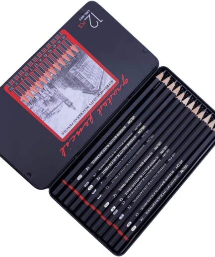 Corslet 12pcs Sketch Pencil Set 8B, 7B, 6B, 5B, 4B, 3B, 2B, B, HB, F, H, 2H, Ideal For Drawing Art, Sketching, Shading, Artist Pencils For Beginners & Pro Art