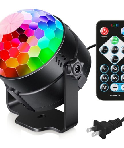 Luditek Sound Activated Party Hid Lights With Remote Control Dj Lighting, Rbg Disco Ball, Strobe Corded Electric Lamp 7 Modes Stage Par Light For Home, Room, Parties, Karaoke, Black