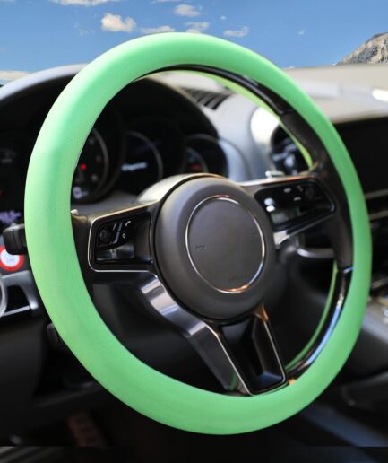 Zlirfy Universal Soft Silicone Steering Wheel Cover,Anti-Slip Steering Cover,Breathable Great Grip Cover for Steering Wheel,13“-15” Steering Wheel Protector,Fit for Most Cars,Trucks,SUV (Green)