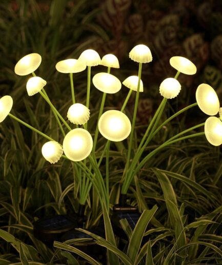 JD PRO Solar Garden Lights - 1 Pack, Dual Mode LED Solar Mushroom Lights, Waterproof Solar Garden Decoration, Patio, Jellyfish Lights for Garden Ambience (Warm Light)