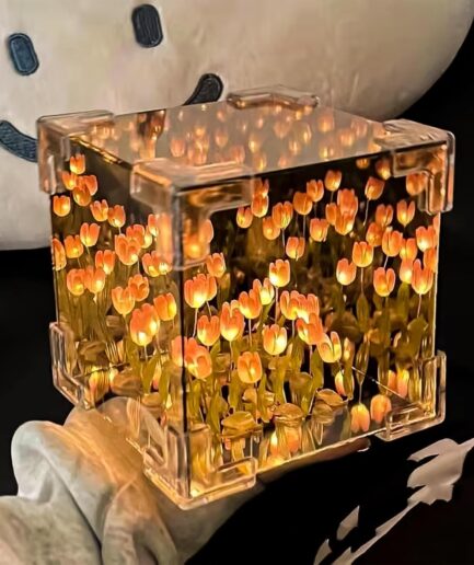 Tulip Mirror LED Lamp – 2-in-1 Aesthetic Flower Light & Decorative Cube Mirror