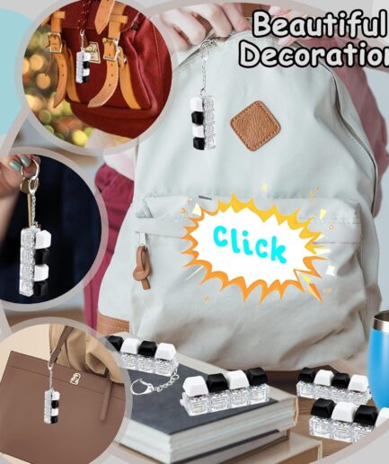 2 Psc Keyboard Fidget Toy, Keyboard Fidget Keychain 4-in-1 Keyboard Decompression Button Finger Clicker Toys, Button Stress Relief Fidget Gifts for Adult to Relief Stress (Black+White)