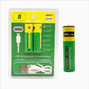 2 Pcs Type C Rechargeable Batteries (AAA & AA)
